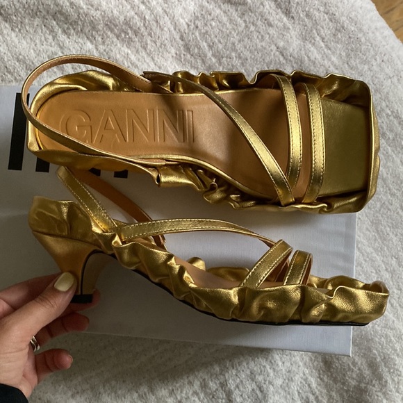 GANNI gold sandal pump low heel - Picture 2 of 6